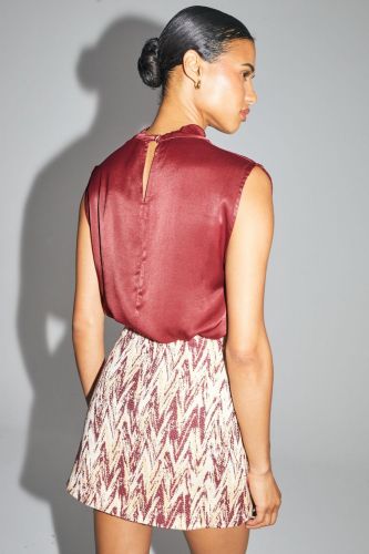 Blouse en viscose satinée bordeau IMPREVU | Marine