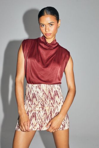 Blouse en viscose satinée bordeau IMPREVU | Marine