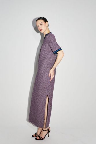 Robe en maille tricotée tweed mauve IMPREVU | Marine