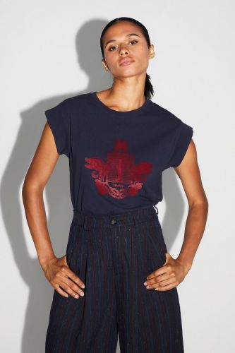 Imprévu tee-Shirt Bleu femmes (Tshirt blason Potter - 2H2510BLAS2 bleu et rouge) - Marine | Much more than shoes
