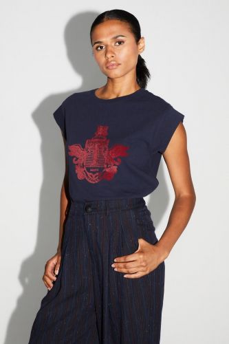 Imprévu tee-Shirt Bleu femmes (Tshirt blason Potter - 2H2510BLAS2 bleu et rouge) - Marine | Much more than shoes