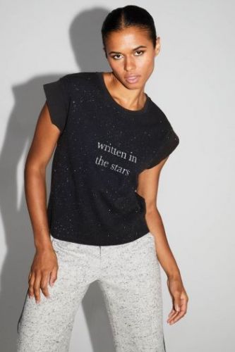T-shirt noir étoiles 100% coton IMPREVU | Marine