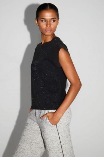 T-shirt noir étoiles 100% coton IMPREVU | Marine