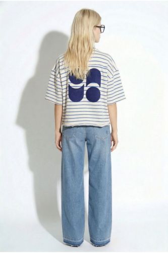 T-shirt sweat marinière bleu clair/ blanc IMPREVU | Marine