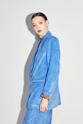 Blazer en velours côtelé bleu IMPREVU | Marine