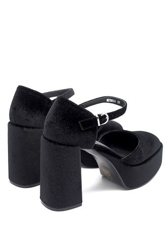 Sandale à talon & plateau en velours noir JEANNOT | Marine