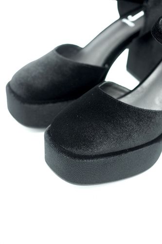 Sandale à talon & plateau en velours noir JEANNOT | Marine