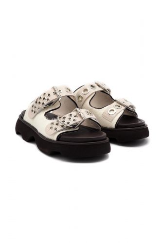 Mules à deux brides et rivets JEANNOT | Marine