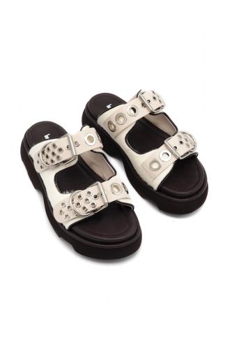 Mules à deux brides et rivets JEANNOT | Marine