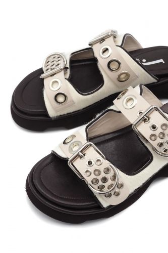 Mules à deux brides et rivets JEANNOT | Marine