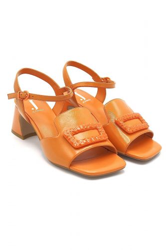 Sandale à talon orange vif JEANNOT | Marine