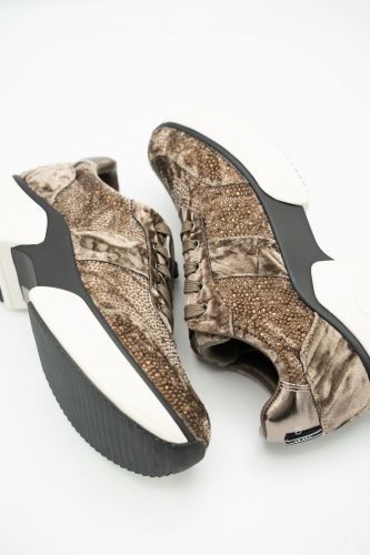 Baskets en velours taupe et militaire JEANNOT | Marine