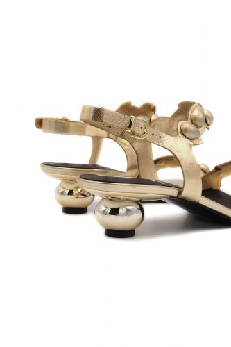 Sandale or grain de café talon boule JEANNOT | Marine