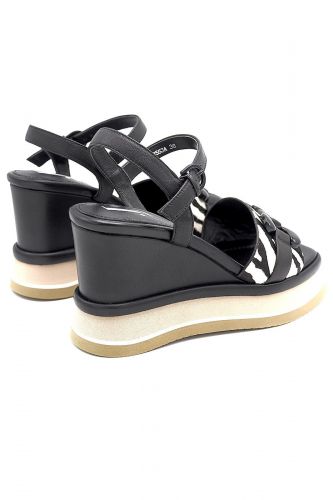 Sandale en cuir noir & bride zebrée JEANNOT | Marine