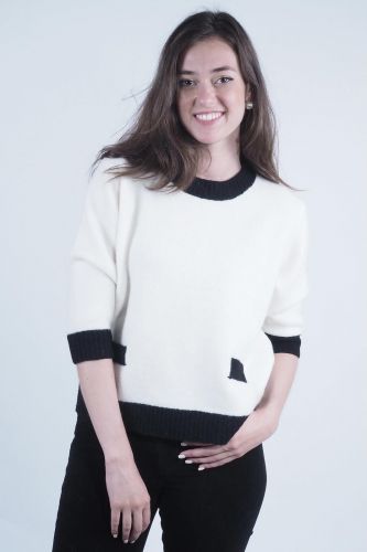 Pull bicolore blanc & noir JEFF | Marine