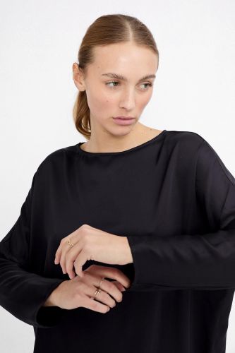 Blouse soyeuse noire JEFF | Marine