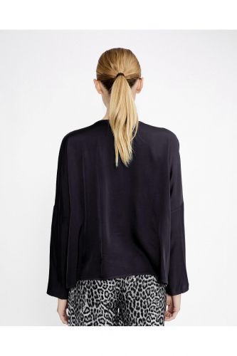 Blouse soyeuse noire JEFF | Marine