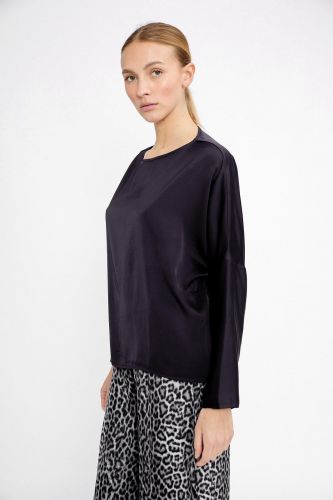 Blouse soyeuse noire JEFF | Marine