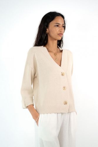 Cardigan beige JEFF | Marine