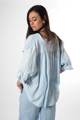 Jeff blouse Ciel femmes (chemise jabot lin - VANILLE ciel ) - Marine | Much more than shoes