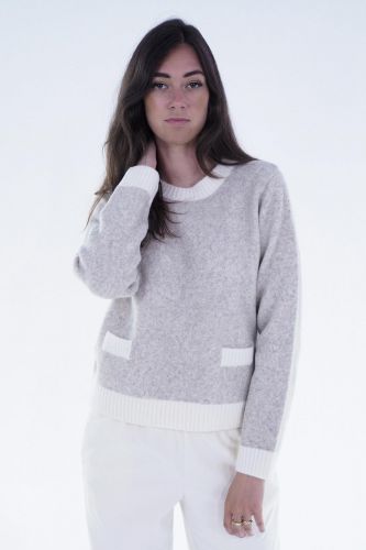 Pull beige à détails blanc JEFF | Marine