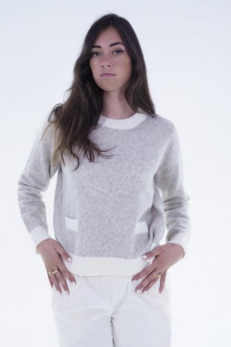 Pull beige à détails blanc JEFF | Marine