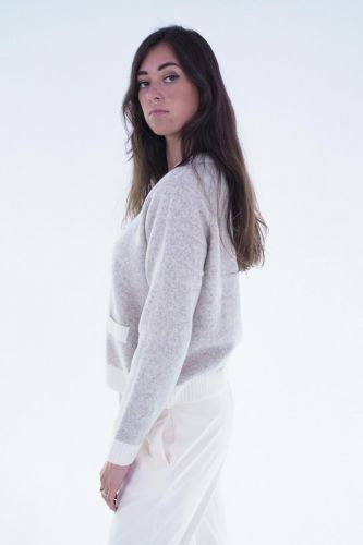 Pull beige à détails blanc JEFF | Marine