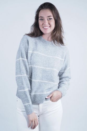 Pull ligné gris & blanc JEFF | Marine