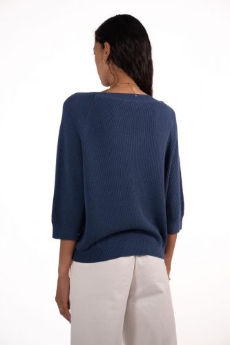 Pull en maille côtelée bleu JEFF | Marine