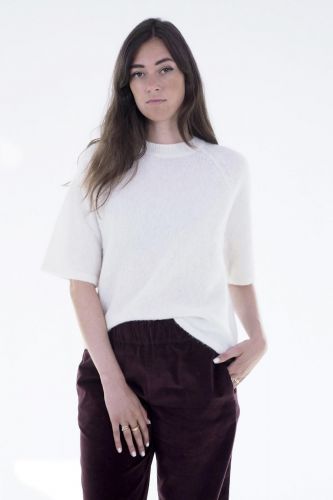 Pull en maille écru manches courtes JEFF | Marine