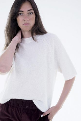 Pull en maille écru manches courtes JEFF | Marine