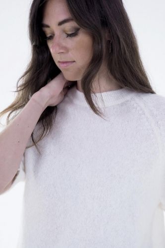 Pull en maille écru manches courtes JEFF | Marine