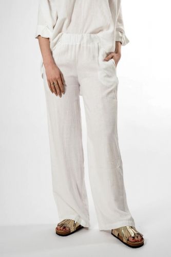 Jeff pantalon Blanc femmes (pantalon lin - VADIM pantalon blanc) - Marine | Much more than shoes