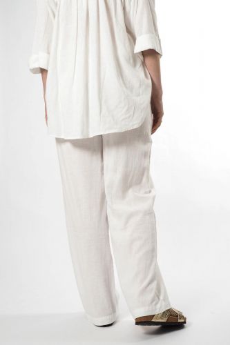 Jeff pantalon Blanc femmes (pantalon lin - VADIM pantalon blanc) - Marine | Much more than shoes