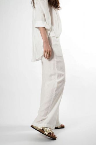 Jeff pantalon Blanc femmes (pantalon lin - VADIM pantalon blanc) - Marine | Much more than shoes