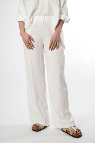 Jeff pantalon Blanc femmes (pantalon lin - VADIM pantalon blanc) - Marine | Much more than shoes