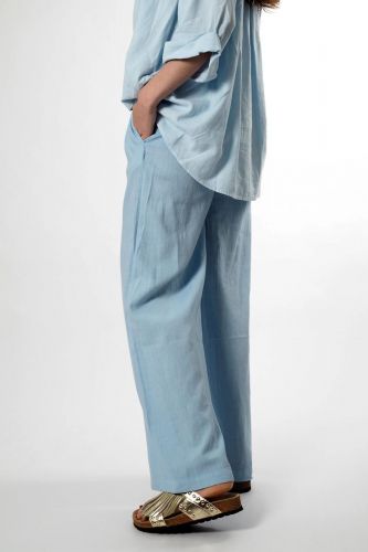 Jeff pantalon Ciel femmes (pantalon lin - VADIM pantalon ciel) - Marine | Much more than shoes