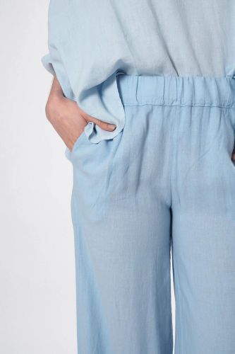 Jeff pantalon Ciel femmes (pantalon lin - VADIM pantalon ciel) - Marine | Much more than shoes