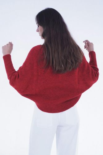 Pull cape chauve souris rouge JEFF | Marine