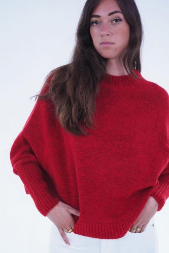 Pull cape chauve souris rouge JEFF | Marine