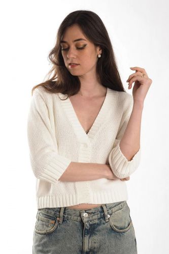 Pull blanc à boutons JEFF | Marine