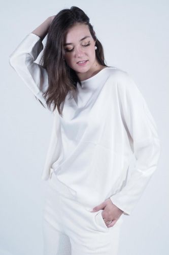 Blouse en satin blanc JEFF | Marine