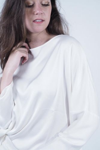 Blouse en satin blanc JEFF | Marine