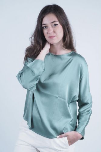 Blouse en satin vert JEFF | Marine