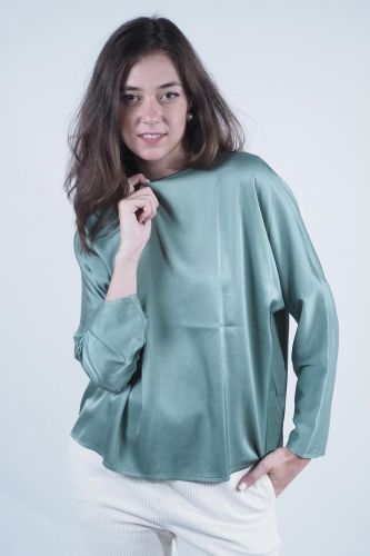 Blouse en satin vert JEFF | Marine