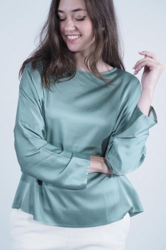 Blouse en satin vert JEFF | Marine