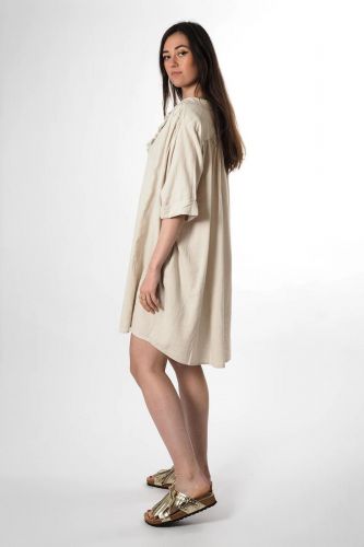 Jeff robe Beige femmes (robe jabot lin - VIVIAN beige) - Marine | Much more than shoes
