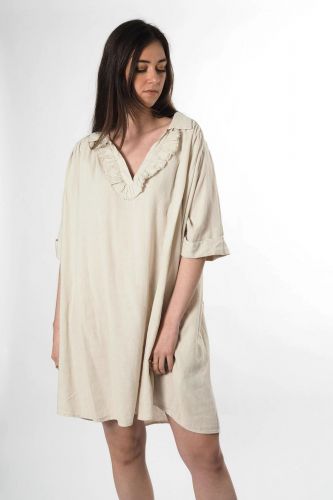 Jeff robe Beige femmes (robe jabot lin - VIVIAN beige) - Marine | Much more than shoes