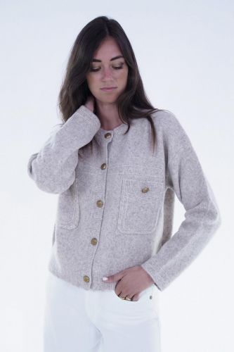 Cardigan grège coutures trompe l'oeil JEFF | Marine