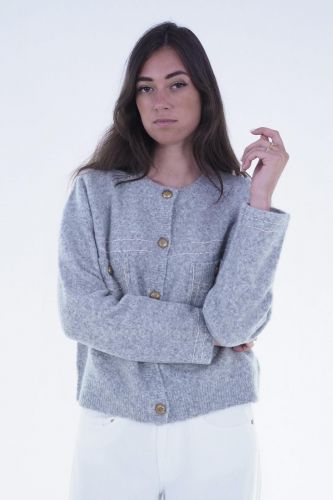 Cardigan gris coutures trompe l'oeil JEFF | Marine